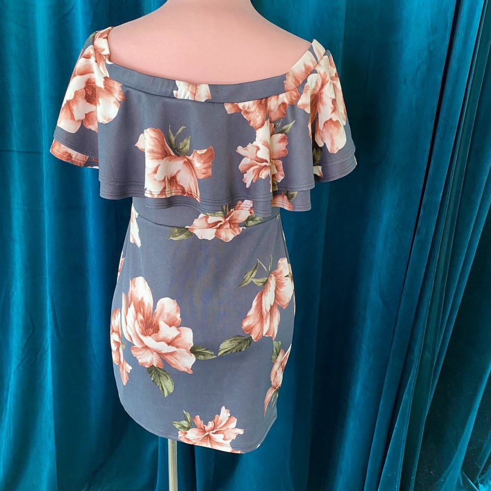 Blooms In The City Off Shoulder Floral Ruffle Mini Dress - Picture 8 of 9